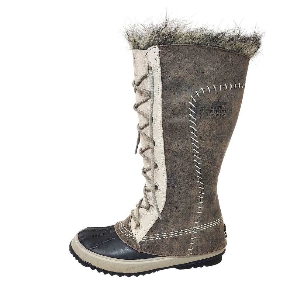 Sorel Shoes Womens 9 Boots Cate The Great Tall Waterproof Leather Winter Lace Up